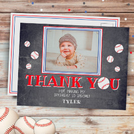 Cute Baseball Birthday Bedankt voor je foto Uitnodiging Briefkaart