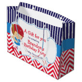 Cute Baseball Blonde Hair Boy Birthday Groot Cadeauzakje (Achterkant Gekanteld)