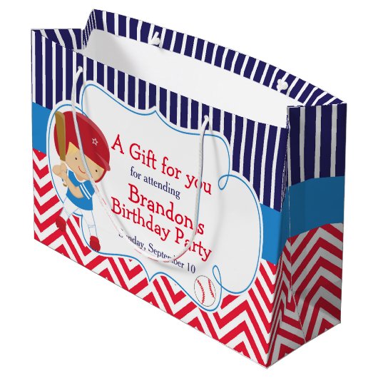 Cute Baseball Blonde Hair Boy Birthday Groot Cadeauzakje (Achterkant Gekanteld)