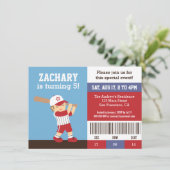 Cute Baseball Boy Birthday Party Ticket Invitation Kaart (Staand voorkant)