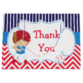 Cute Baseball Brunette Hair Boy Birthday Groot Cadeauzakje (Voorkant)