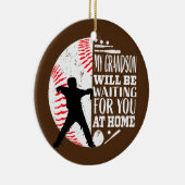 Cute Baseball Catcher Grandma Grandpa Grandson Keramisch Ornament (Rechts)