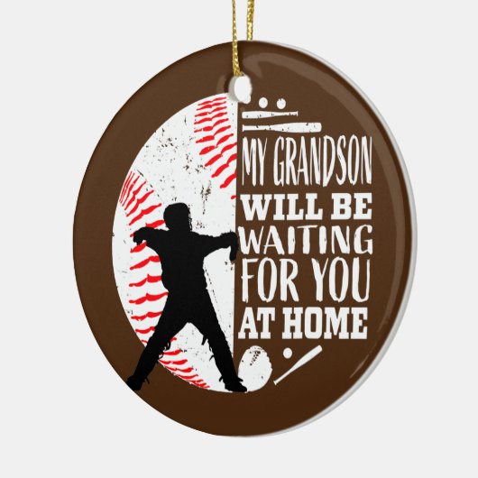 Cute Baseball Catcher Grandma Grandpa Grandson Keramisch Ornament (Links)