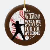 Cute Baseball Catcher Grandma Grandpa Grandson Keramisch Ornament (Achterkant)