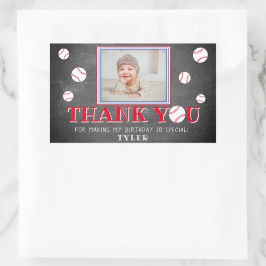 Cute Baseball Chalkboard Birthday Dank je wel Rechthoekige Sticker (Tas)