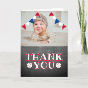 Cute Baseball Chalkboard Kinder Foto Birthday Dank Kaart