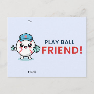 Cute Baseball Classroom Valentine Card Feestdagenkaart