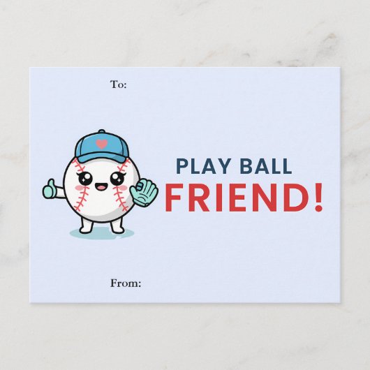 Cute Baseball Classroom Valentine Card Feestdagenkaart (Voorkant)