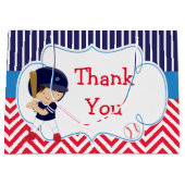 Cute Baseball Dark Hair Boy Birthday Groot Cadeauzakje (Voorkant)