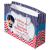 Cute Baseball Dark Hair Boy Birthday Groot Cadeauzakje (Achterkant Gekanteld)