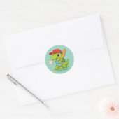 Cute Baseball Dinosaur T-Rex Sports Illustration Ronde Sticker (Envelop)