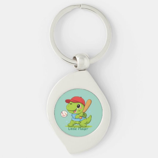 Cute Baseball Dinosaur T-Rex Sports Illustration Sleutelhanger (Voorkant)