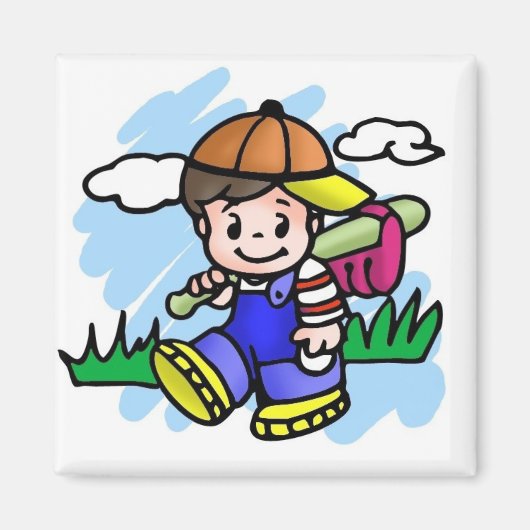 Cute Baseball Kind Magneet (Voorkant)