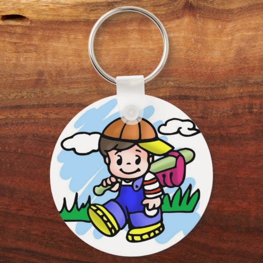 Cute Baseball Kind Sleutelhanger (Voorkant)