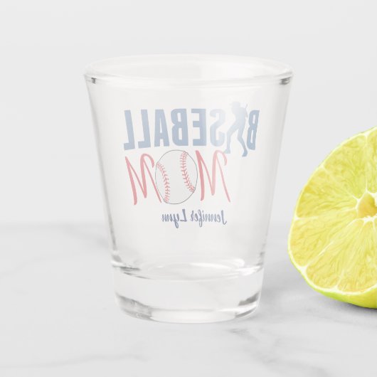 Cute Baseball mama Shot Glas (Achterkant)