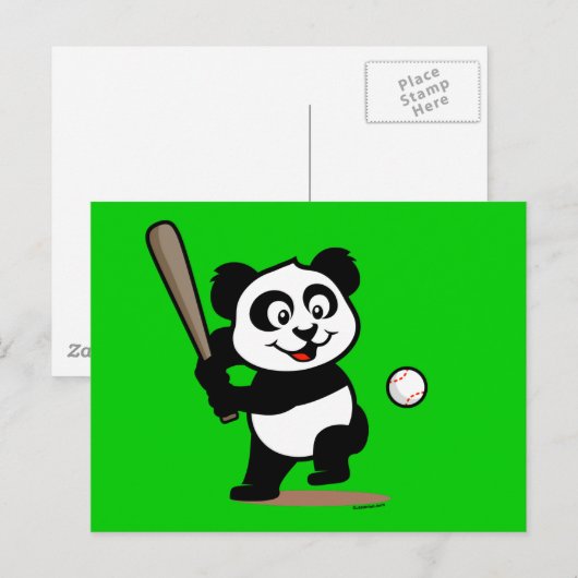Cute Baseball Panda Briefkaart (Voorkant / Achterkant)