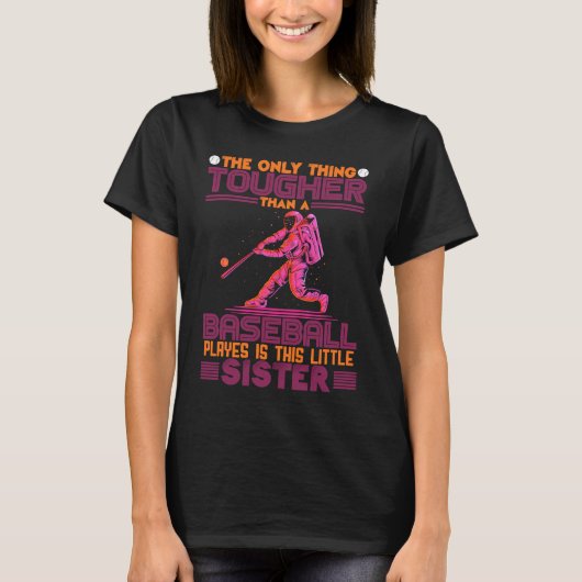 Cute Baseball Sister Little Sister Of A Baseball P T-shirt (Voorkant)