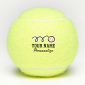 Cute baseball sport logo aangepaste naam geel tennisballen (Voorkant)