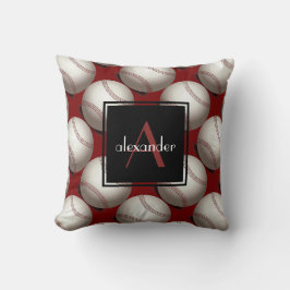 Cute Baseballen met Initiaal & Naam, Gepersonalise Kussen