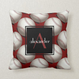 Cute Baseballen met Initiaal & Naam, Gepersonalise Kussen
