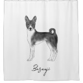 Cute Basenji Dog in zwarte en witte en aangepaste  Douchegordijn (Voorkant)