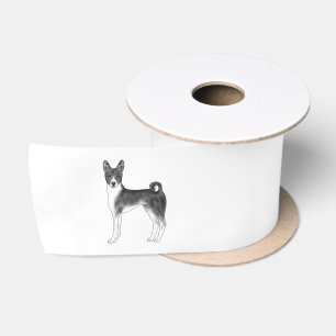 Cute Basenji-hond Illustratie in Zwart en Wit Satijnen Lint