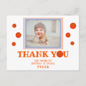 Cute Basketball Birthday Bedankt voor je foto Uitnodiging Briefkaart (Voorkant)
