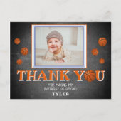 Cute Basketball Birthday Bedankt voor je foto Uitnodiging Briefkaart (Voorkant)