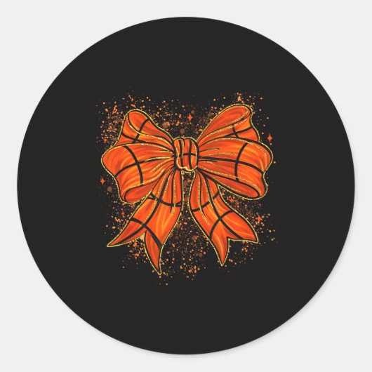 Cute Basketball Coquette Bow Basketball Bow Girls  Ronde Sticker (Voorkant)