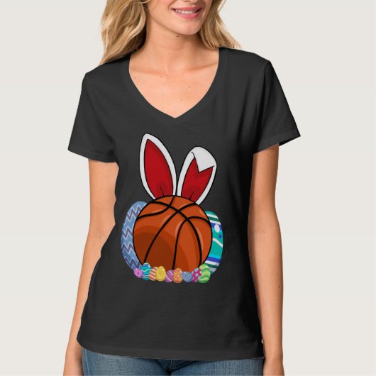 Cute Basketball Easter Egg Bunny  For Kids Boys To T-shirt (Voorkant)