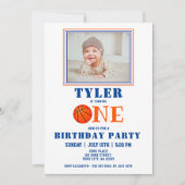 Cute Basketball Foto 1st Birthday Kaart (Voorkant)