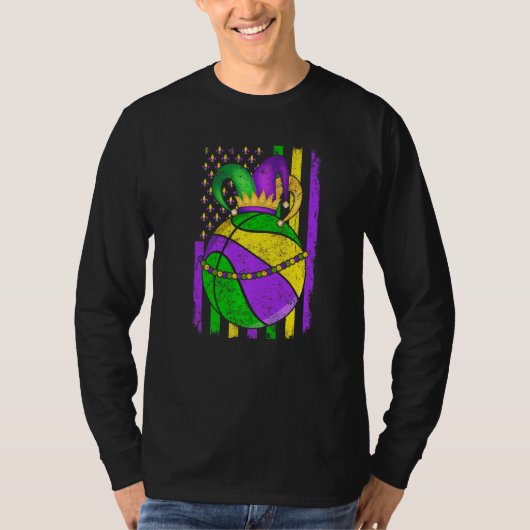 Cute Basketball Mardi Gras Pet Party Festival App T-shirt (Voorkant)