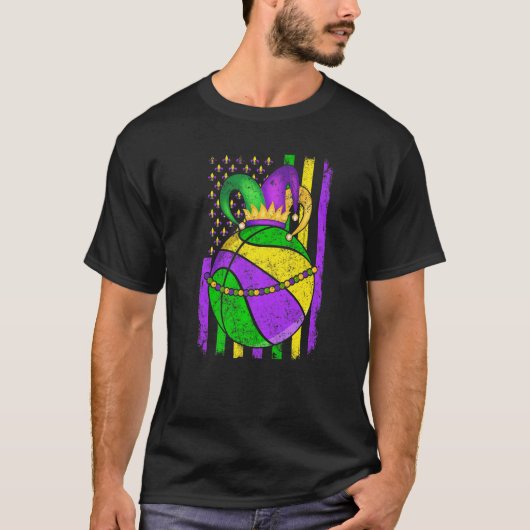 Cute Basketball Mardi Gras Pet Party Festival App T-shirt (Voorkant)