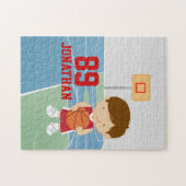 Cute basketball speler: rode basketbaltrui legpuzzel (Horizontaal)