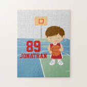 Cute basketball speler: rode basketbaltrui legpuzzel (Verticaal)