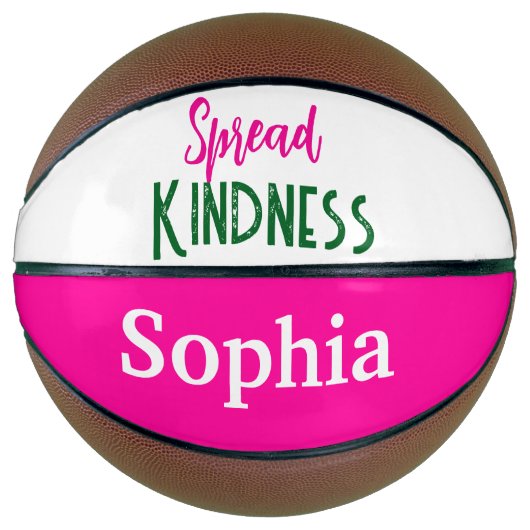 Cute Basketball Sports Spread Kindness Pink Basketbal (Voorkant)