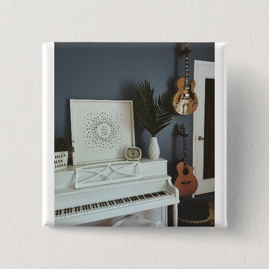 Cute Bass Guitar Vierkante Button 5,1 Cm (Voorkant)