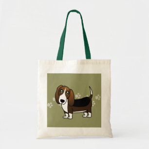 Cute Basset Hound Cartoon - Bruin wit en zwart Tote Bag