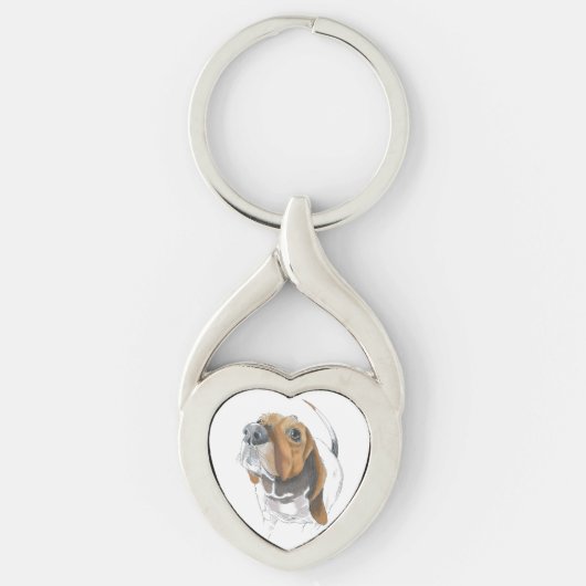 Cute Basset Hound Close Love Sleutelhanger (Voorkant)
