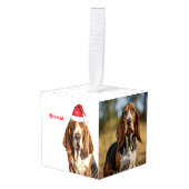 Cute Basset Hound Dog 2-kerstfoto Decoratie (Voorkant hoekig)