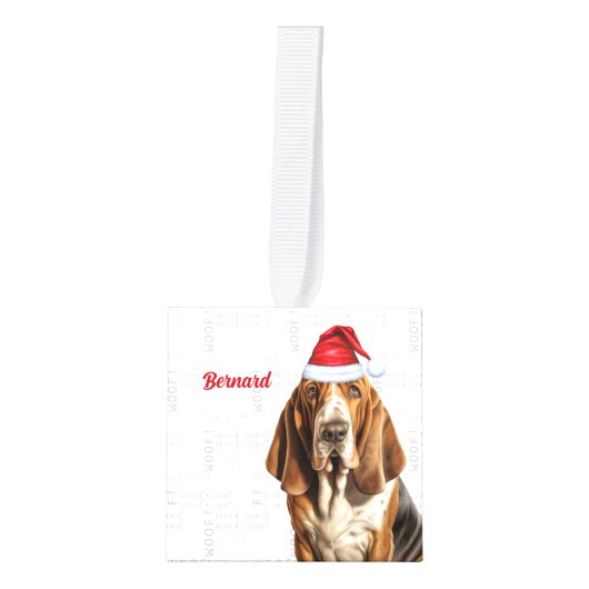 Cute Basset Hound Dog 2-kerstfoto Decoratie (Voorkant)