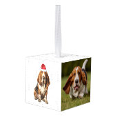 Cute Basset Hound Dog 2-kerstfoto Decoratie (Achter hoekig)