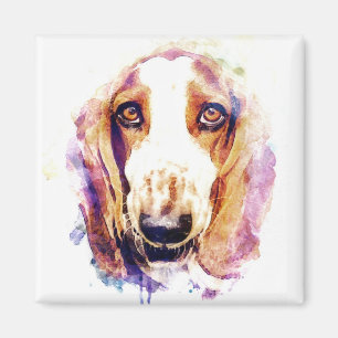 Cute Basset Hound Dog Face Pet Sketting Magneet