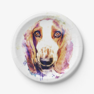 Cute Basset Hound Dog Face Pet Sketting Papieren Bordje