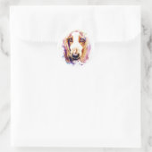 Cute Basset Hound Dog Face Pet Sketting Ronde Sticker (Tas)