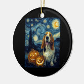 Cute Basset Hound Dog Halloween Jack O Lantern Pum Keramisch Ornament (Links)