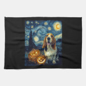 Cute Basset Hound Dog Halloween Jack O Lantern Pum Theedoek (Horizontaal)