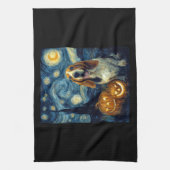 Cute Basset Hound Dog Halloween Jack O Lantern Pum Theedoek (Verticaal)