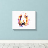Cute Basset Hound Dog Head Face Puppy Canvas Afdruk (Insitu (Houten vloer))