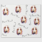 Cute Basset Hound Dog Head Face Sketch Gift Cadeaupapier (Vlak)